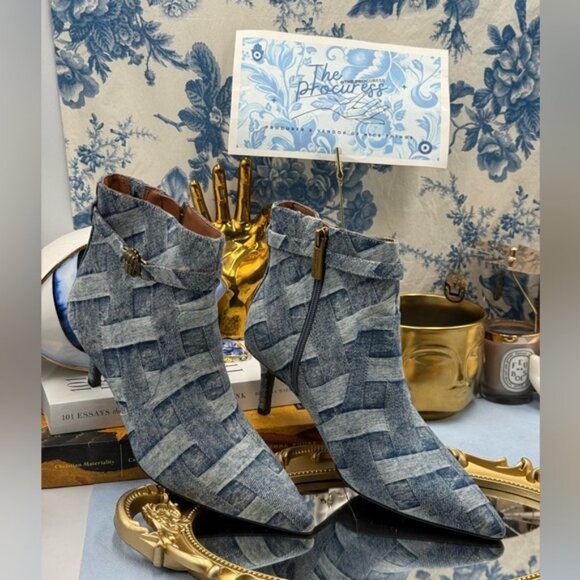 🆕 KURT GEIGER LONDON 🧿 NWOB Kensington Flexi Ankle Boot, Denim - Sz 37 US 7 - Picture 2 of 14